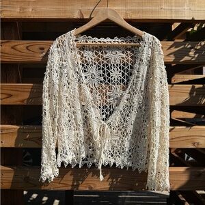 Cream Crochet Lace Cardigan